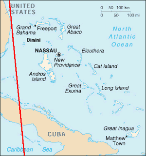 Déclinaison magnétique Bermudes (il y a 20 ans)
